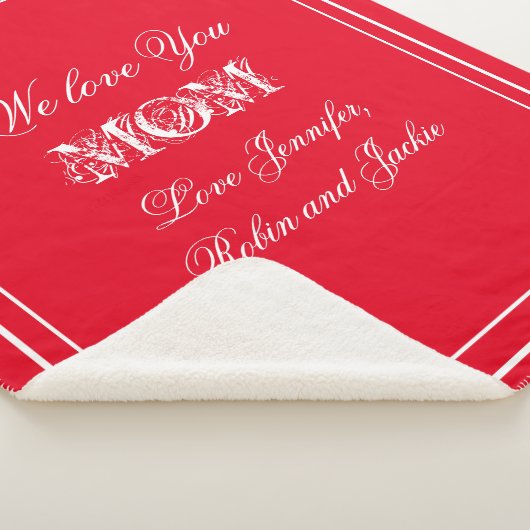 母の日の名前ゴージャスカスタマイズシックレッド シェルパブランケット (3/4)