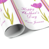 母の日の名前 チューリップ 水彩画 ストライプ ラッピングペーパー (ロールコーナー)