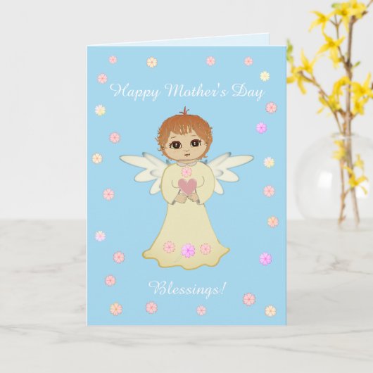 母の日の天使の恵み カード (黄色い花)