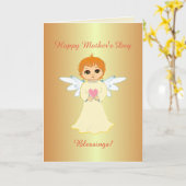 母の日の天使の祝福 カード (黄色い花)