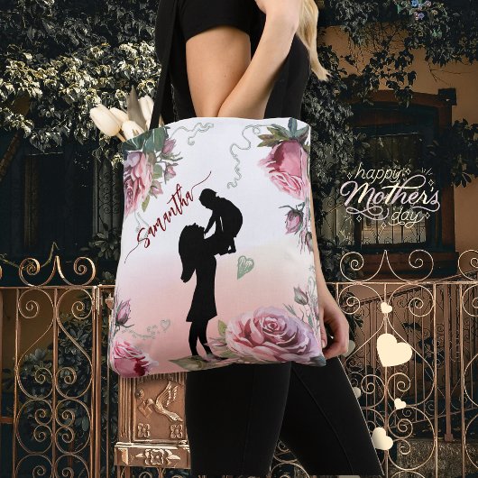 母の日の女性が子供を持っている トートバッグ