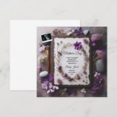 母の日の妊娠発表パープルテーマ 案内状 (正面/裏面)