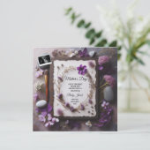 母の日の妊娠発表パープルテーマ 案内状 (スタンド正面)