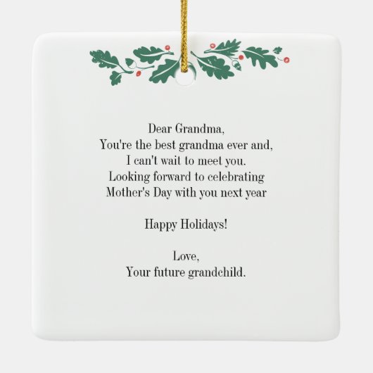 母の日の妊娠超音波写真おばあちゃん セラミックオーナメント (裏面)