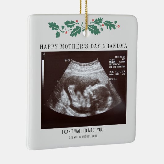 母の日の妊娠超音波写真おばあちゃん セラミックオーナメント (右)