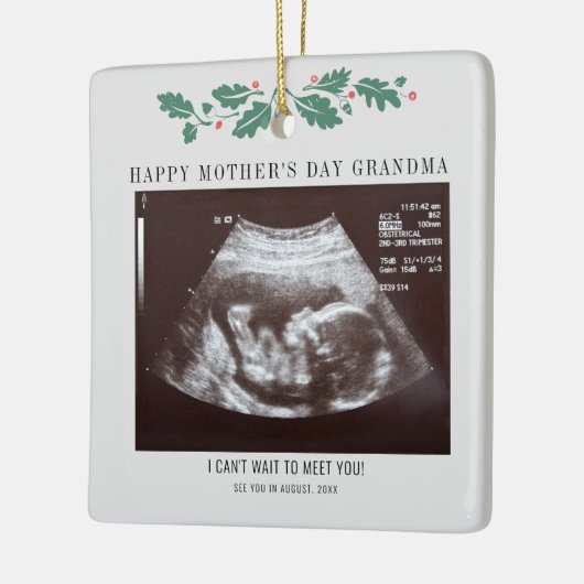 母の日の妊娠超音波写真おばあちゃん セラミックオーナメント (左)