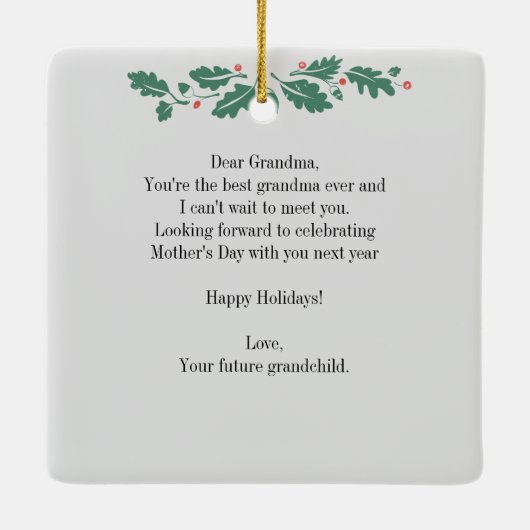 母の日の妊娠超音波写真おばあちゃん セラミックオーナメント (裏面)