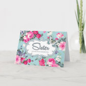 母の日の妹のために。ヴィンテージバラ カード (正面)