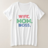 母の日の妻ママボスTシャツ プラスサイズTシャツ (デザイン正面)