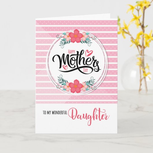 母の日の娘のためにピンクの盆栽 カード (黄色い花)