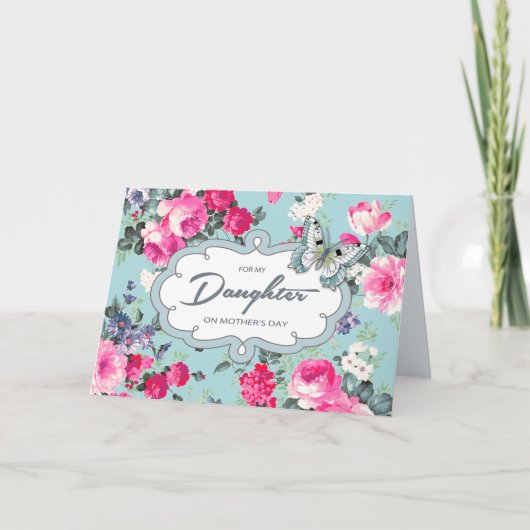 母の日の娘のために。ヴィンテージバラ カード (正面)