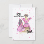 母の日の娘の母ピンクの素敵な葉書 サンキューカード (正面)