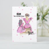母の日の娘の母ピンクの素敵な葉書 サンキューカード (スタンド正面)