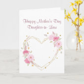 母の日の娘の花のハート カード (黄色い花)