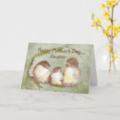 母の日の娘スズメバードファミリー カード (黄色い花)