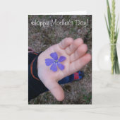 母の日の子の手の紫与えの花 カード (正面)