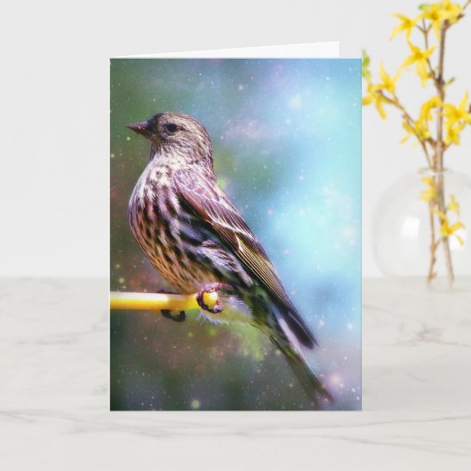 母の日の宇宙鳥 カード (黄色い花)