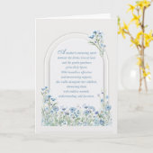 母の日の宗教的な愛エレガントほこりっぽい青 カード (黄色い花)