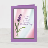 母の日の宗教的な暖かい願い紫の野花 カード (正面)
