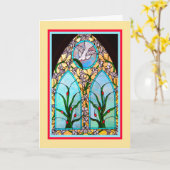 母の日の宗教的カードと教会の窓 カード (黄色い花)