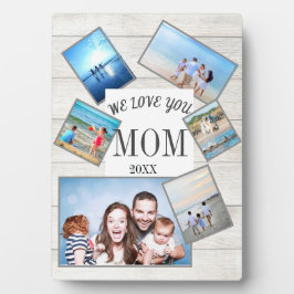 母の日の家族の写真の散乱素朴木材 フォトプラーク