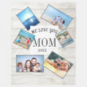 母の日の家族の写真の散乱素朴木材 フリースブランケット (正面)