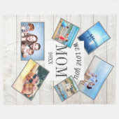 母の日の家族の写真の散乱素朴木材 フリースブランケット (正面(横))