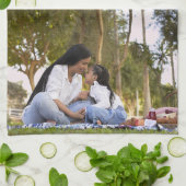 母の日の幸せなカスタム母の写真ポスター キッチンタオル (折り畳み)