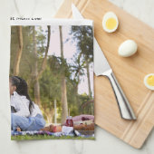 母の日の幸せなカスタム母の写真ポスター キッチンタオル (四つ折り)