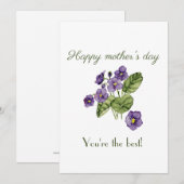 母の日の幸せなバイオレット フラット ホリデー カード (正面/裏面)