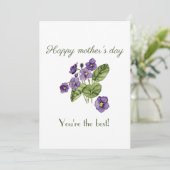母の日の幸せなバイオレット フラット ホリデー カード (スタンド正面)