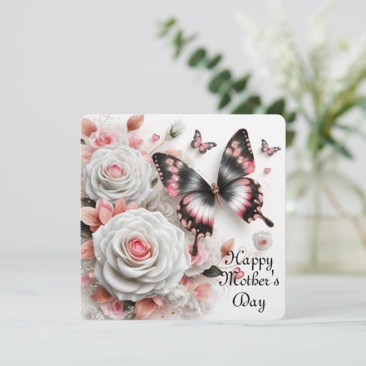 母の日の幸せなバラと蝶 シーズンカード (スタンド正面)