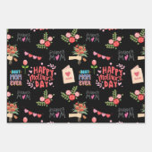 母の日の幸せなパターン ラッピングペーパーシート (正面)