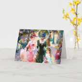 母の日の幸せなヴィンテージ母と娘 カード (黄色い花)