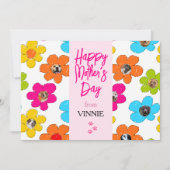 母の日の幸せな写真 かわいい花と犬のコラージュ シーズンカード (正面)