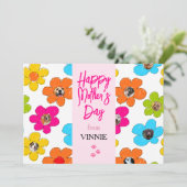 母の日の幸せな写真 かわいい花と犬のコラージュ シーズンカード (スタンド正面)