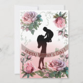 母の日の幸せな女性が子供を抱いている シーズンカード (正面)