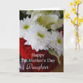 母の日の幸せな娘/かわいらしフローラ カード (黄色い花)