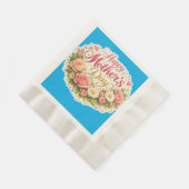 母の日の幸せな花輪ポケット 縁ありランチョンナプキン (角)