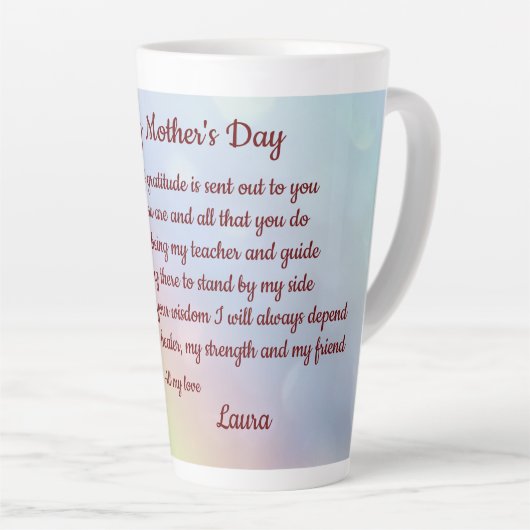 母の日の幸せな詩パーソナライズされた カフェラテマグ (右アングル)