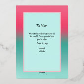 母の日の幸せ – ピンクグラデーションブルー 箔シーズンカード (裏面)