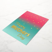 母の日の幸せ – ピンクグラデーションブルー 箔シーズンカード (回転した状態)