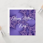 母の日の幸せ、紫色のフラクタル カード (正面/裏面インサイチュ)