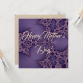 母の日の幸せ、紫色のフラクタル カード (正面/裏面インサイチュ)