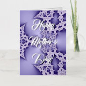 母の日の幸せ、紫色のフラクタル 箔グリーティングカード (正面)