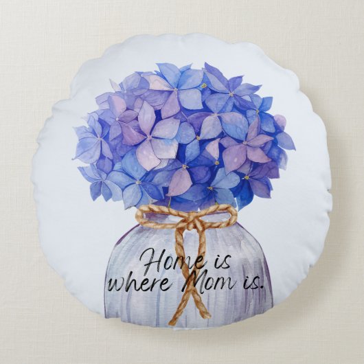 母の日の引用文あじさい丸まくら ラウンドクッション (正面)