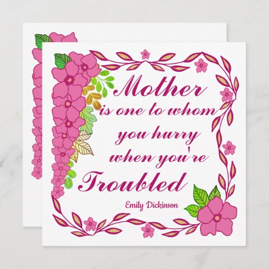 母の日の引用文by Emily Dickinson Card (正面/裏面)