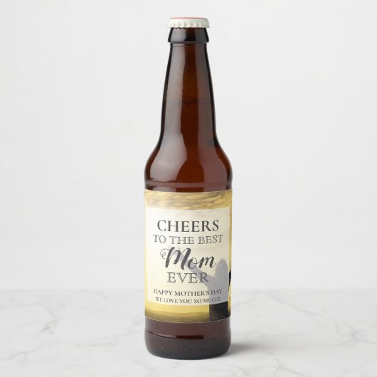 母の日の応援写真 ビールラベル (正面)