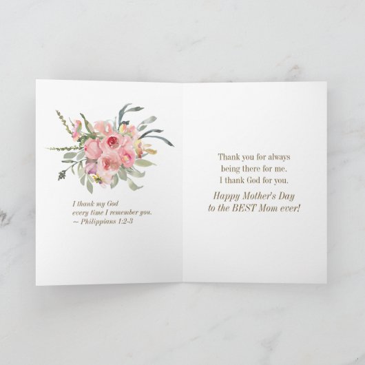 母の日の恵み聖書エレガントのフローラ カード (内部)