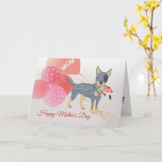 母の日の愛あなたのオーストラリアの牛の犬 カード (黄色い花)